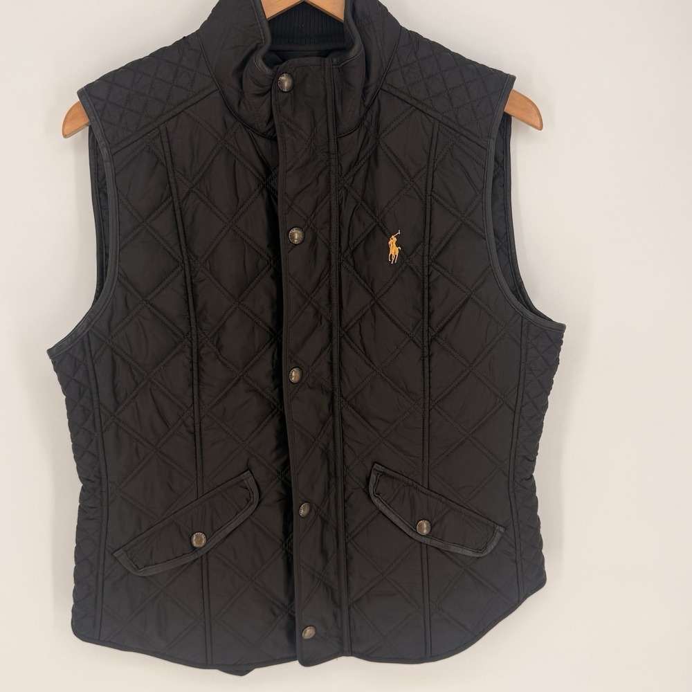 Polo Ralph Lauren Women's Quilted Vest Black Large Layering Capsule Classic